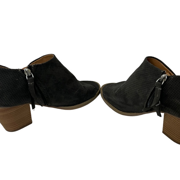 Dolce Vita DV8 Womens Open Toe Booties Size 8.5 Black Suede Perforated Side Zip - Picture 9 of 11
